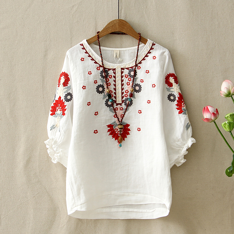 Buy Dropship Products Of Ethnic Vintage White Floral Embroidered ...