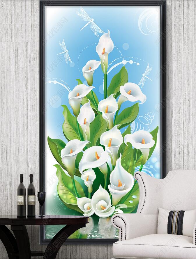 

3d wallpaper custom photo Fantasy calla porch background wall muals wall paper for walls 3 d, Sky blue
