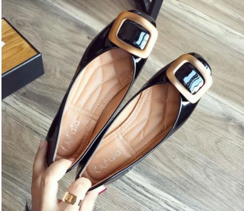 

2019 Women's shoes in Spring and Autumn with New style flat bottom Square head Shallow mouth @101, Black
