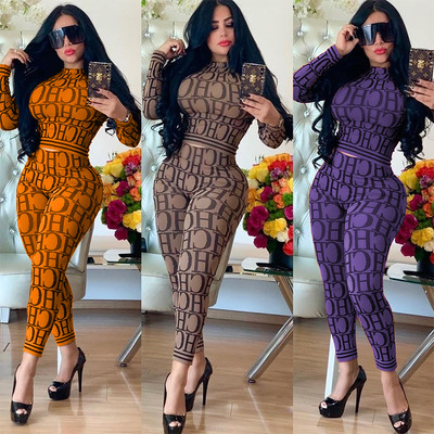 Womens Designer Tracksuits Womens Letters Pattern Fashion Casual Printing Two Pieces Set Trend Sexy High Quality 2020 Winter New Style