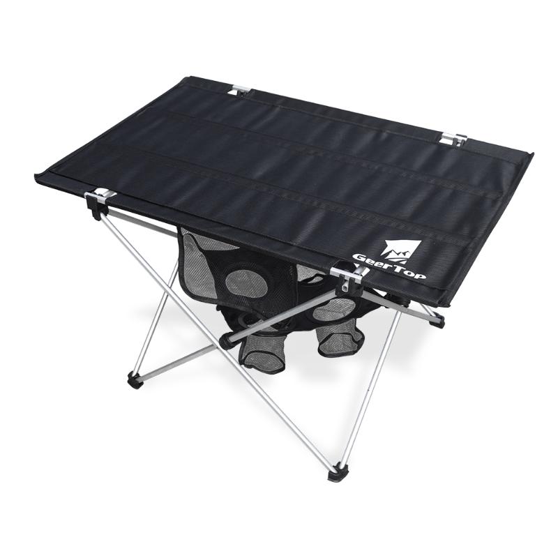 

GeerTop Lightweight Folding Camping Picnic Table with 4 Cup Holders Portable Outdoor Compact Oxford Fabric Roll Up Table Top