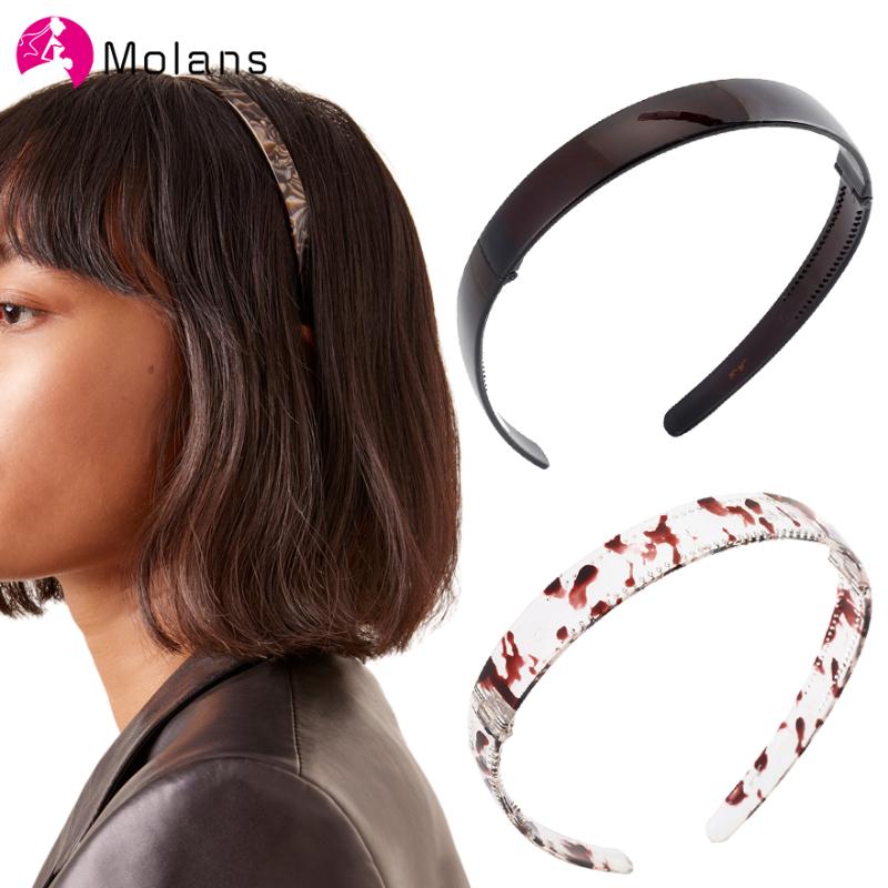 

Molans Valet Maria Marbled Resin Headbands New Transparent Collapsible Teeth Combs Non-slip Hairbands Women Fashion Headbands