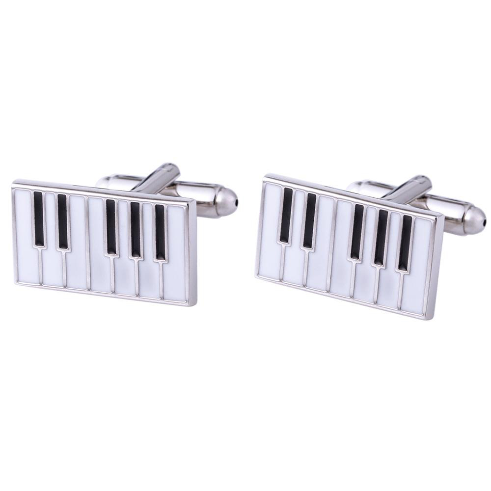 

High-quality French Cuffs For Men's Piano Black And White Color Jewelry Cufflinks Gentleman Suit Inch Shirt Classic Decoration, Gray