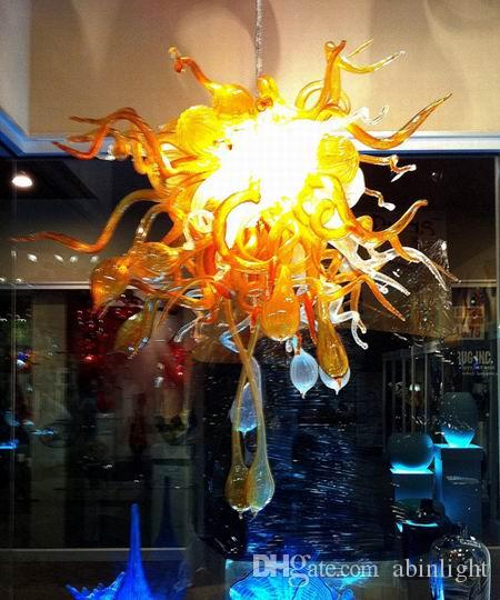 

Hand Blown Glass Chandelier Light Modern Art Glass Lighting Gold Glass Artistic Lamps Flush Mounted Ceiling Light