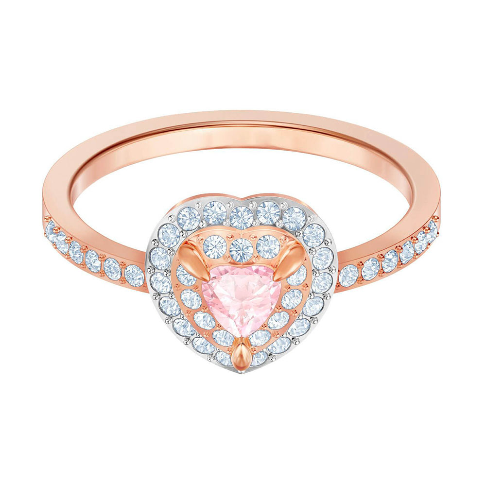 

High quality SWA. New Light Pink Heart Crystal Fresh Romantic Jewelry Gift Ring