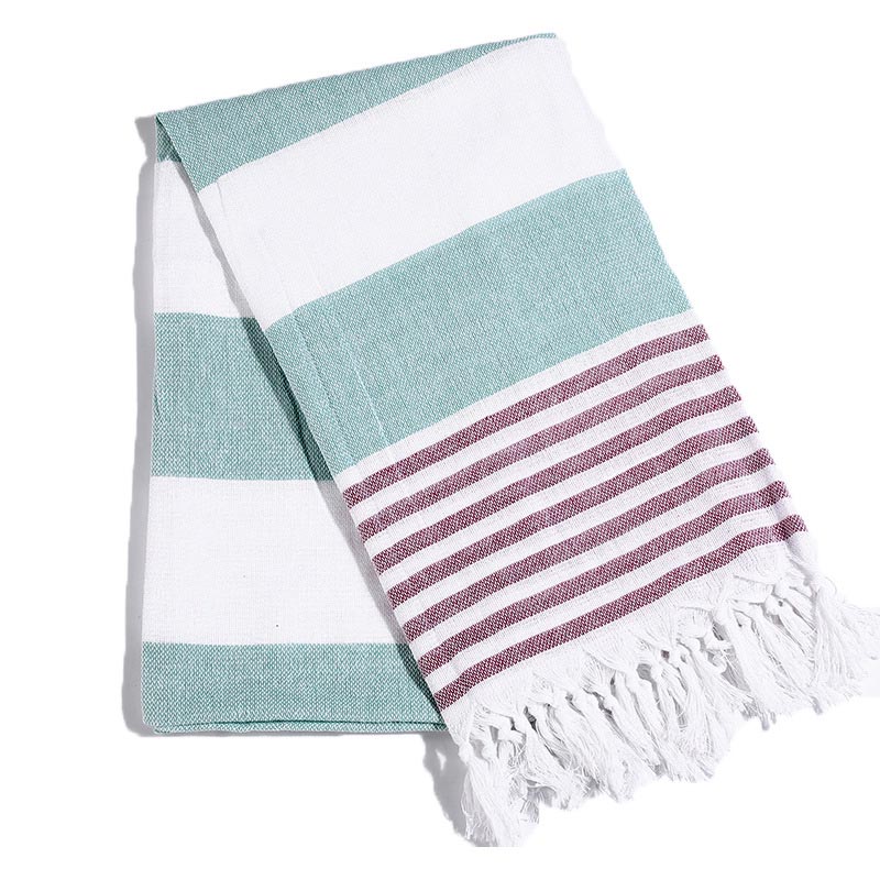 

100x180cm Striped Cotton Turkish Beach Towel with Tassels Travel Sandy Bath Shawl Gym Pool Blanket Drape
