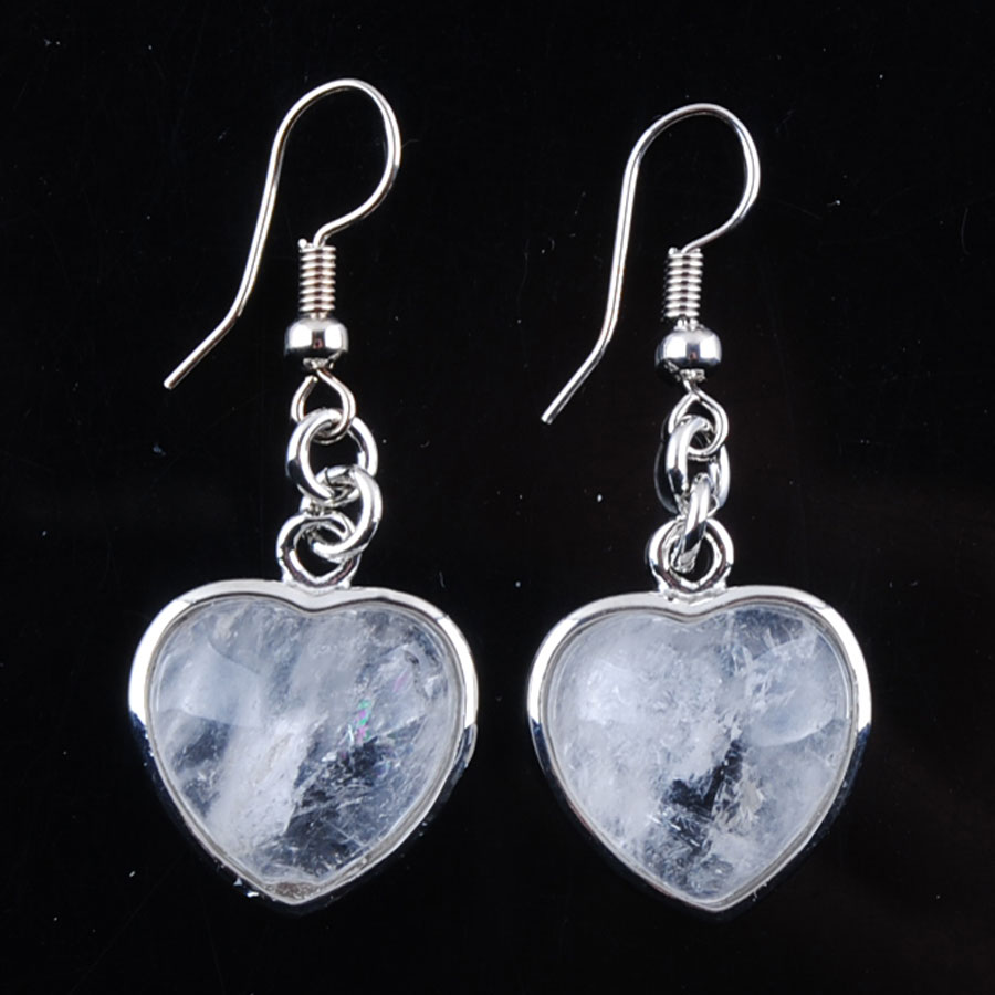 

WOJIAER Natural White Crystal Stones Dangle Earrings Love Heart Shape Bead Pendant Drop Earring Wedding Jewelry for Women Girls R3216