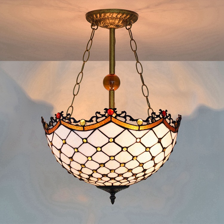 

Retro European Style Ceiling Lamp classic painted mesh glass chandelier carved fairytale round bedroom lamp living room lamps