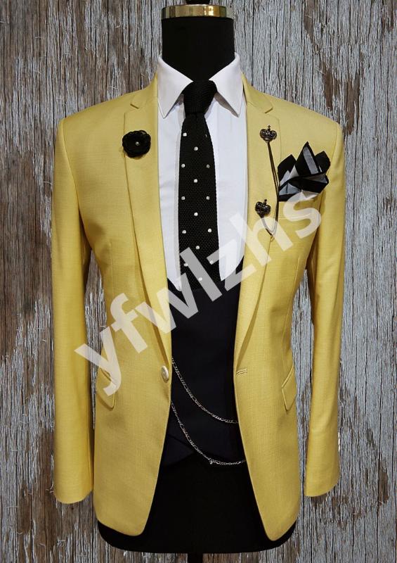 

Handsome Groomsmen Notch Lapel Groom Tuxedos Mens Wedding Dress Man Jacket Blazer Prom Dinner (Jacket+Pants+Tie+Vest) A175, Same as image