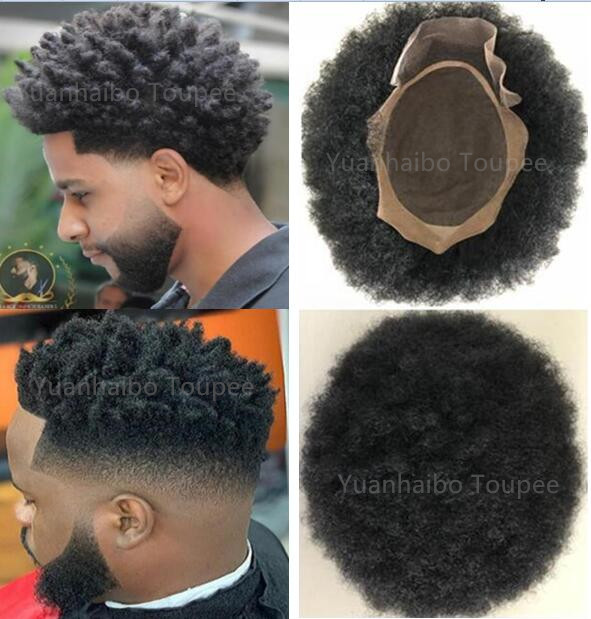 

Afro Hair Mono Lace Toupee for Basketbass Players and Fans Brazilian Virgin Human Hair Replacement Afro Kinky Curl Mens Wig Free Shippinng, Jet black #1