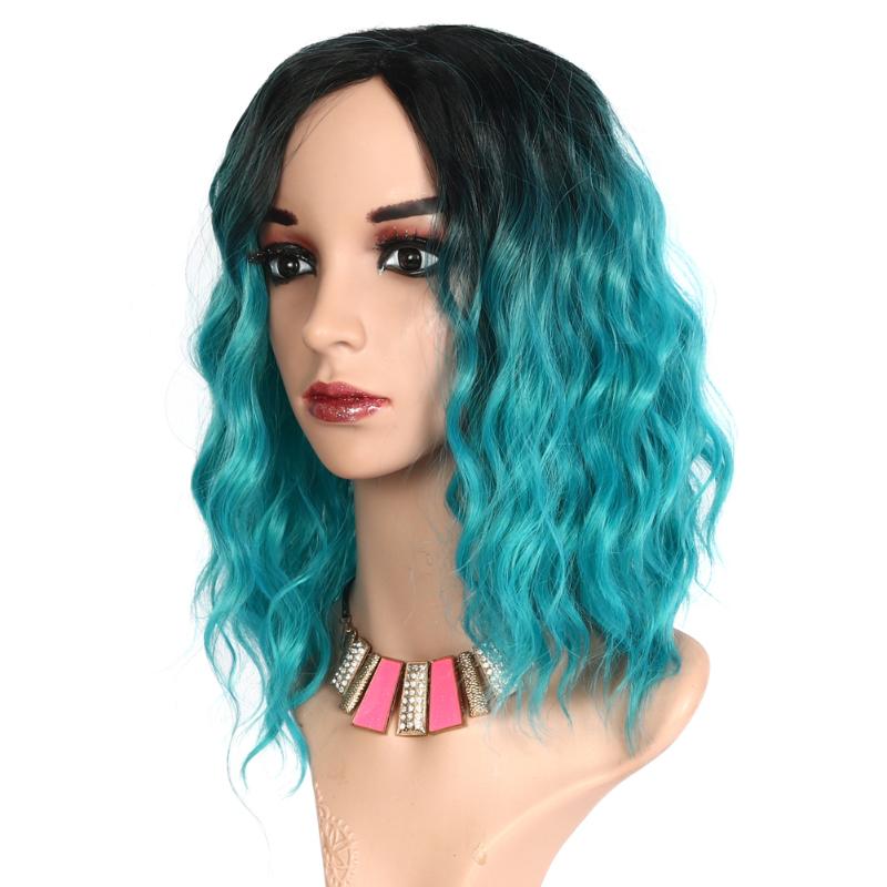 

16inches Short Wavy Wig Bob Curly Wigs Natural Hair Wigs Upgrade Synthetic Hair Cosplay Wig for Women Heat Resistant Fiber, Black