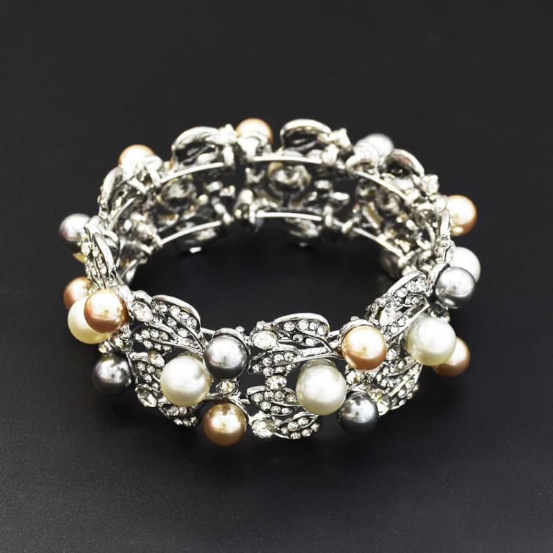 

Link, Chain Korean Style Open & Bangles Pearl Crystal Rhinestone Charm Bracelet Flower Statement Jewelry Valentine's Day Gift