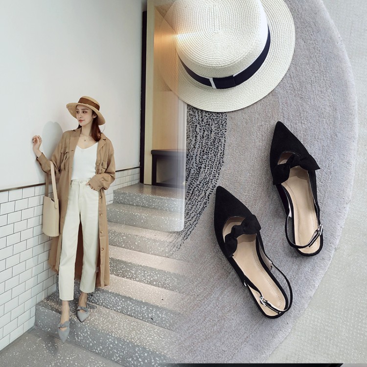 

Hot Sale-New Designer ladies Sandals Sling Back Bowtie for women sandals Genuine Leather flat Heels Black Apricot Green US6-9.5, Grey