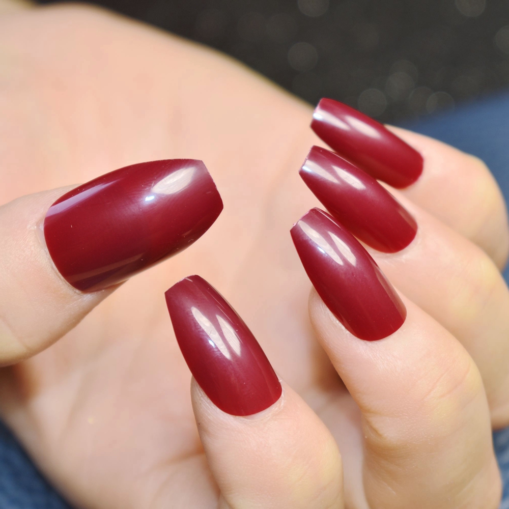 

24pcs New Hot Coffin False Nails Pink Nude Brown Red Wine Ballerina Nail ABS Artificial DIY Fake UV Gel Nail Art Tips 6 Colors, White