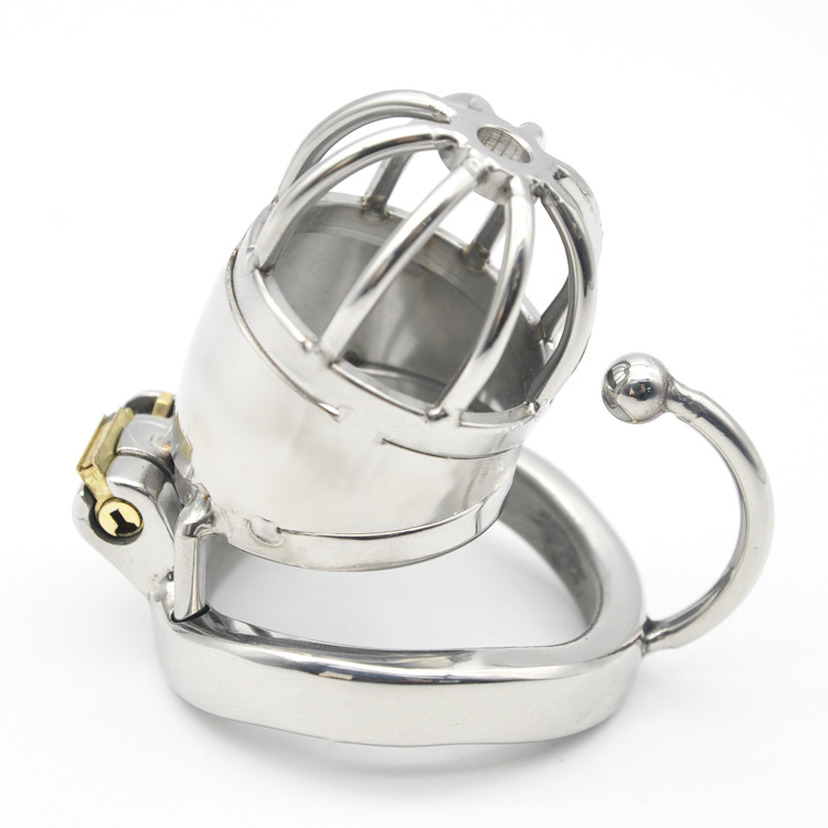 

Male Stainless Steel Small Size Chastity Cage with Base Arc Ring C277