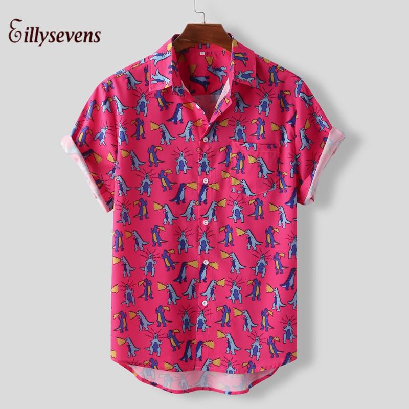 

Flower Print Shirts Short Sleeve Summer Beach Streetwear Hawaiian Shirts Men Casual Harajuku Beach Shirt For Men#0625LJC, Pink