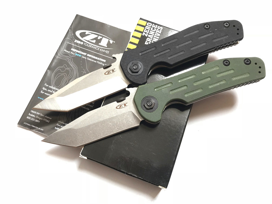 

Great ZT Folding knife Zero Tolerance 0620 Bearing ZT0620 G10 handle 9cr18mov Stone wash blade Folding Knife Christmas 2020 gift knives 1pcs