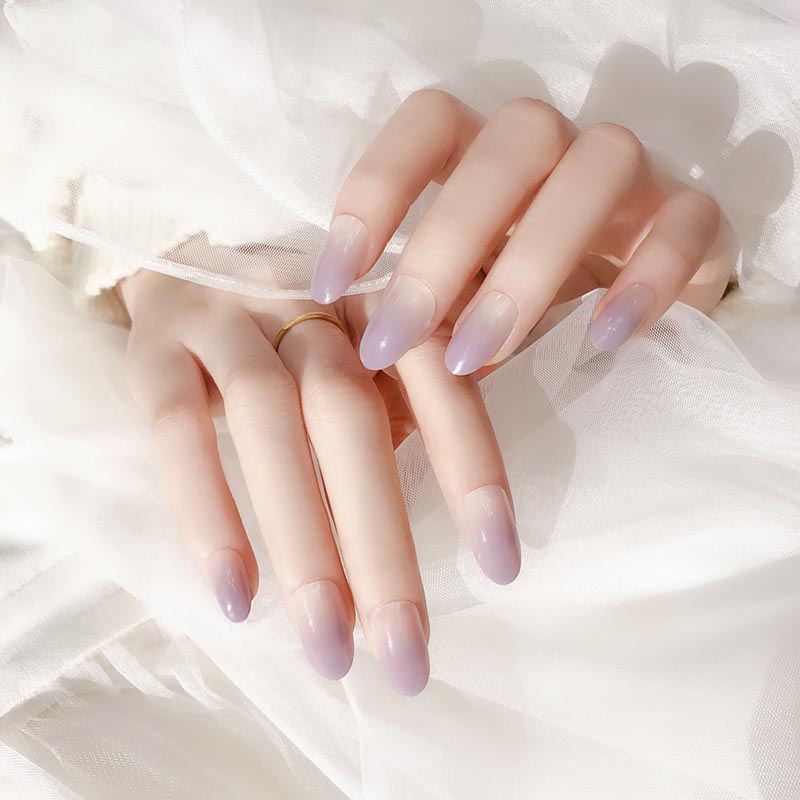 

2019 Hot Sales 24pcs Women Fake Nails Tips Gradient Color Rounded Head DIY Manicure Decoration False Nails, As show