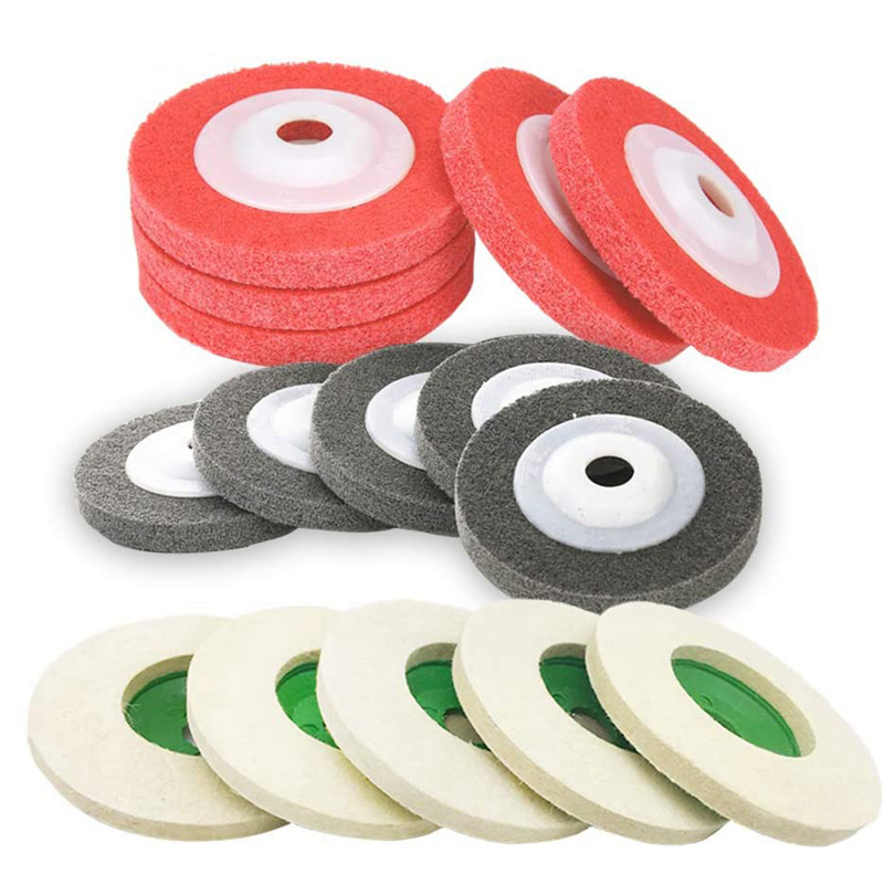 

HOT-15 Pcs 4 Inch x 5/8 Inch Wheel Wool Wheels Nylon Fiber Polishing Set, Grinding Polishing Wheel for Angle Grinders