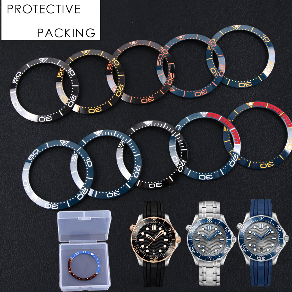 

38-30.5mm 40-32mm Black Gold Blue Orange Ceramic Bezel Insert For 40mm Dial for Omega 300 Man Watch Face Watches Replace Accessories