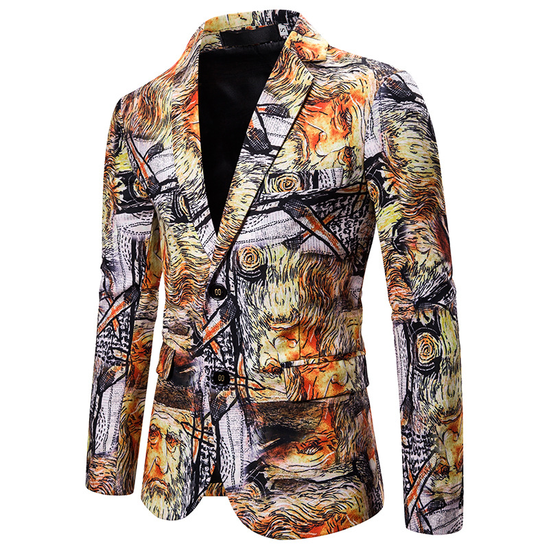 

Fashion Vintage Floral Blazer Masculino Slim Fit Men Suit Jacket DJ Club Wedding Prom Blazer Men Stage Singer Costume Homme XXL, As picture show