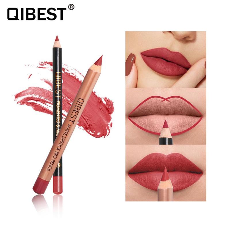 

QIBEST 15colors Lipstick & Lip Liner Set Matte waterproof lipsticks Waterproof Lip Pencils, Color 6