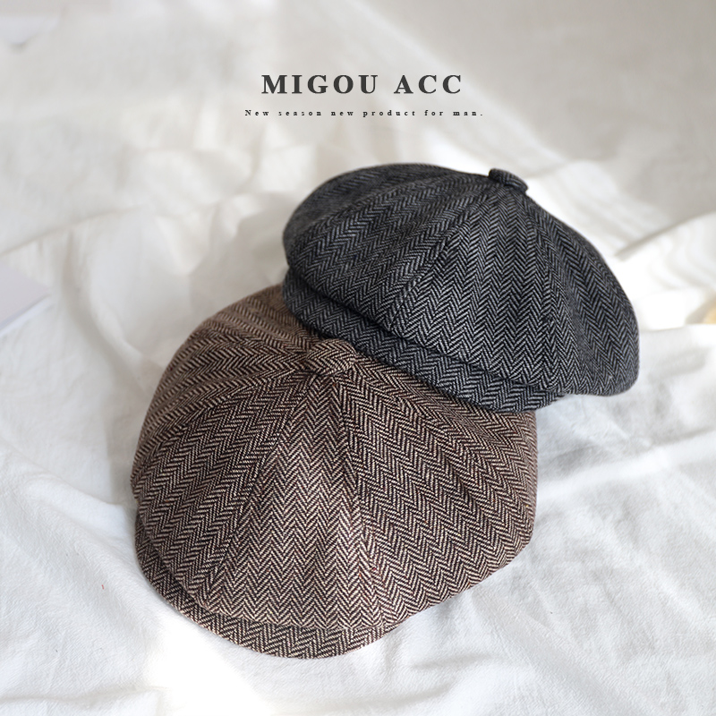 

Sboy Hats Caps Men Herringbone Flat Gatsby Cap Winter Vintage Inspired Hat Berets Warm Tweed Chapeau, Dark grey