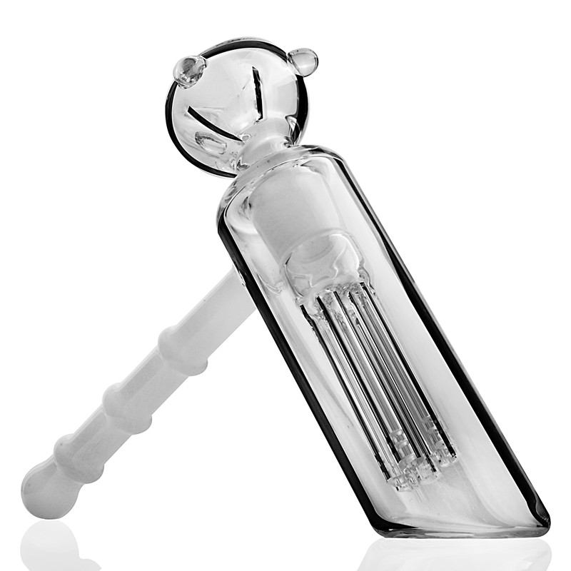 

1pcs glass hammer hookah 6 Arm perc percolator bubbler handle smoking pipes mini honeycomb bong with oil burner pipe