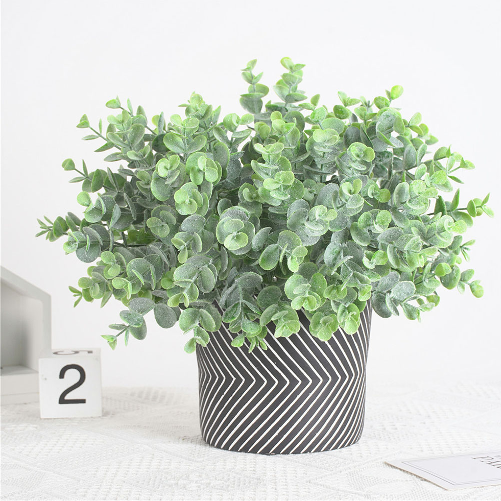

5 Stems Vivid Desk Living Room Mini Leaves Decorative Indoor Outdoor Bushy DIY Bouquet Office Artificial Plant Home Flocking, As pic