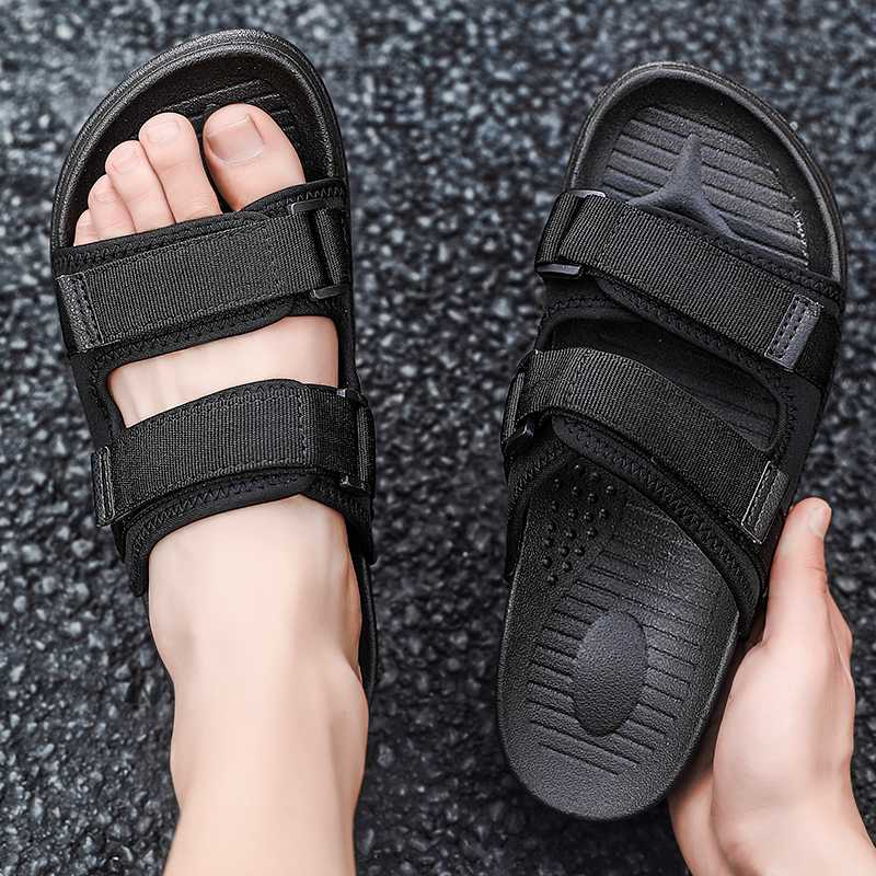 

Mens Sandals Summer Men Shoes Mesh Slides Slippers Causal Beach Sandals Man Fashion Outdoor Sneakers Sandalia Masculina, Black