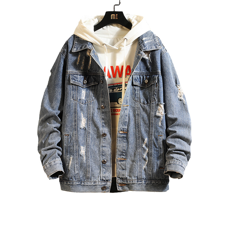 

Men's Jackets 2021 Fashion Denim Men Jeans Slim Fit Mens And Coats Bomber Jacket Streetwear Casual Cotton -3XL, Blue