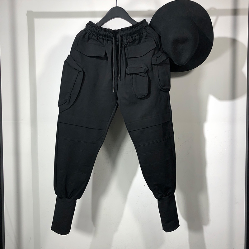 

Owen Seak Men Casual Harem Pants High Street Wear Hip HOP Cargo Ankle Length Pants Men's Clothing Sweatpants Spring Black
