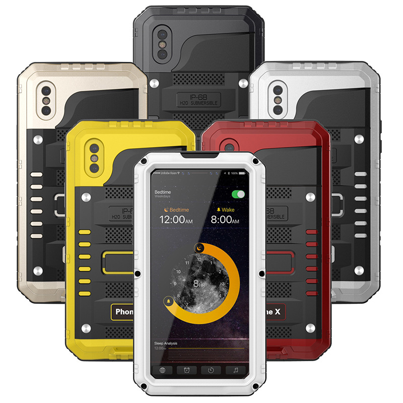 

Full Protective Armor Waterproof Metal Heavy Duty Protection Outdoor Sports Hard Case Shockproof Cover for iPhone XS Max XR X 8 7 6 6S Plus