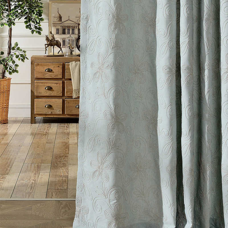 

Factory Direct Sale Curtain Cloth Modern Bedroom Living Room Simple Rural American Cotton-linen Embroidered Curtain