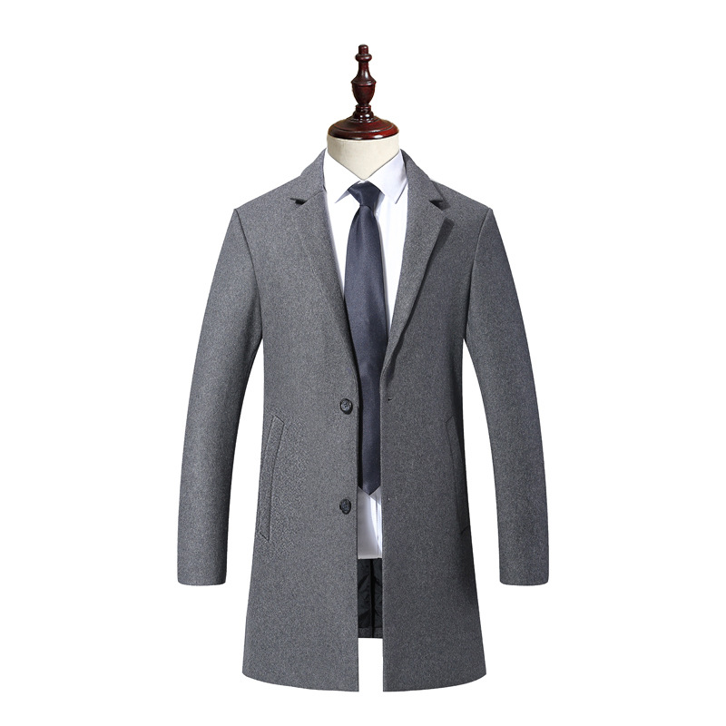 

New 2020 Winter Autumn Business Casual Male Trench Coat Plus Size 5XL Men long Warm Wool Coats Turn Down Collar Overcoat, Beige
