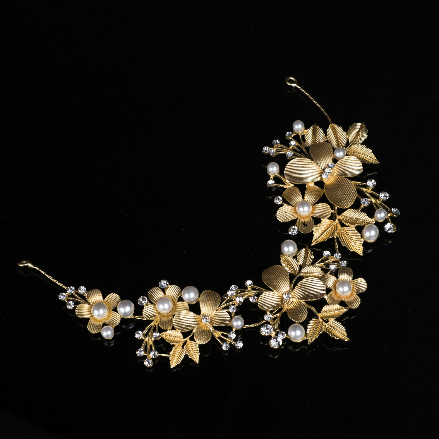 

Bride Wedding Stage Evening Party Accessories Alloy Golden Butterfly Diamond Pearl Hair Hoop Hair Band Headwear Hair Decorate