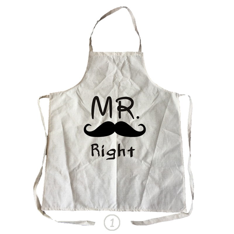 

MR and MRS pattern men women linen & cotton kitchen cooking apron for couples cleaning aprons