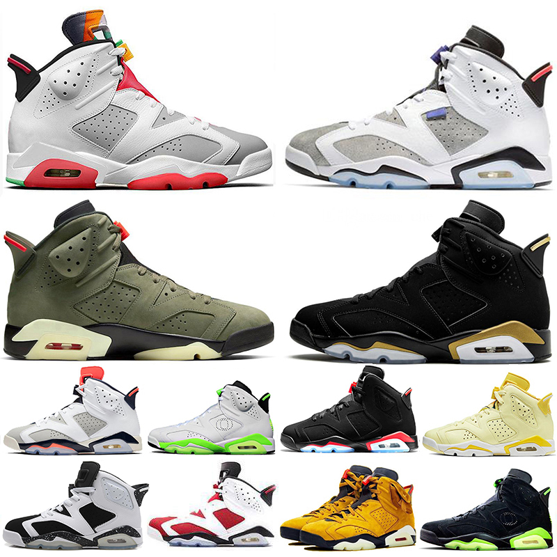 

New Arrival Hare FLORAL DMP Travis Scotts Medium Olive 6 6s Mens Basketball shoes Yellow Cactus Jack Reflective Bugs Bunny Trainers sneakers, Tinker