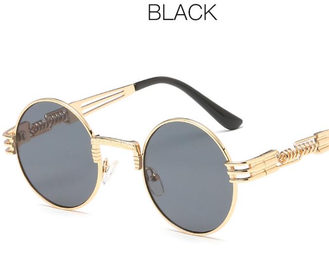 

Wholesale-Optical Round Metal Sunglasses Steampunk Men Women Fashion Glasses Brand Designer Retro Vintage Sunglasses UV400