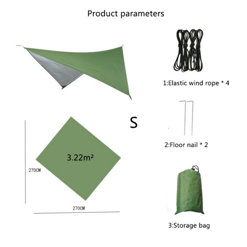 

Outdoor Protable Camping Garden Sun Awning Canopy Hammock Awning Sun Shelter Beach Rain Tarp Waterproof Tent