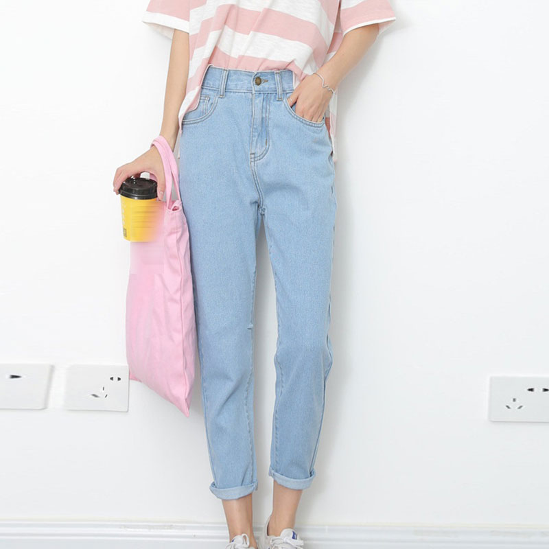 

Woman Spring Blue Denim Jeans Women Casual Ninth Denim Pants Female Trousers 2020