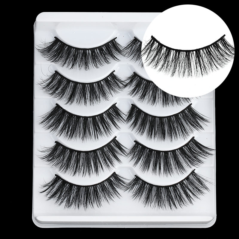 

5 Pairs Multipack 5D Soft Mink Hair False Eyelashes Handmade Wispy Fluffy Long Lashes Nature Eye Makeup Tools Faux Eye Lashes