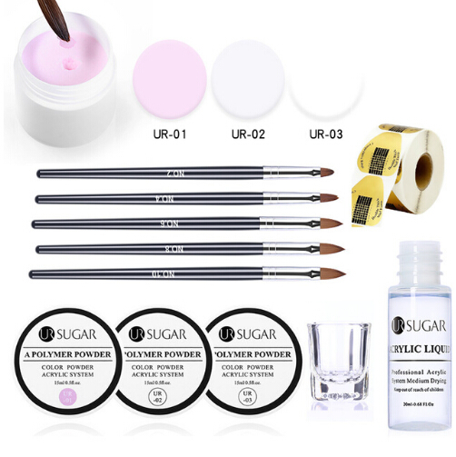 

11pcs Set Acrylic Powder Crystal Polymer Nail Design Builder Nail Brush Glass Cup For Manicure Nail Art Powder, As show