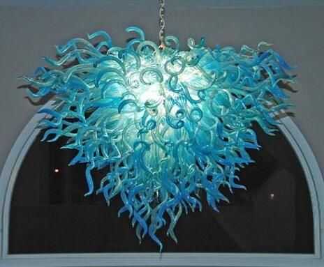 

Lamps Turquoise Colored Hand Blown Murano Chandelier Modern Glass Ceiling Lights for Home Decoration