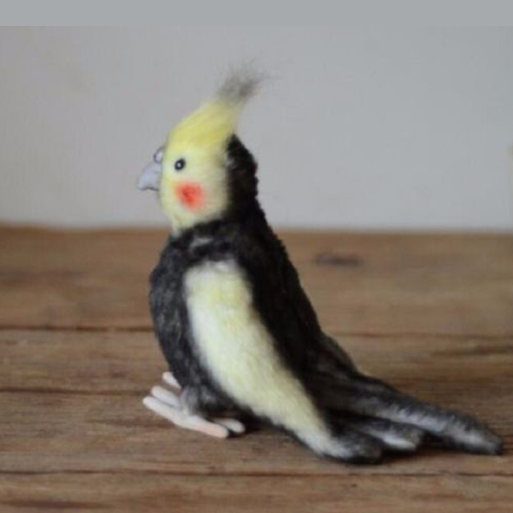 Lovely Bird Doll Simulated Cockatoo Plush Toy Black Cockatiel Yellow ...