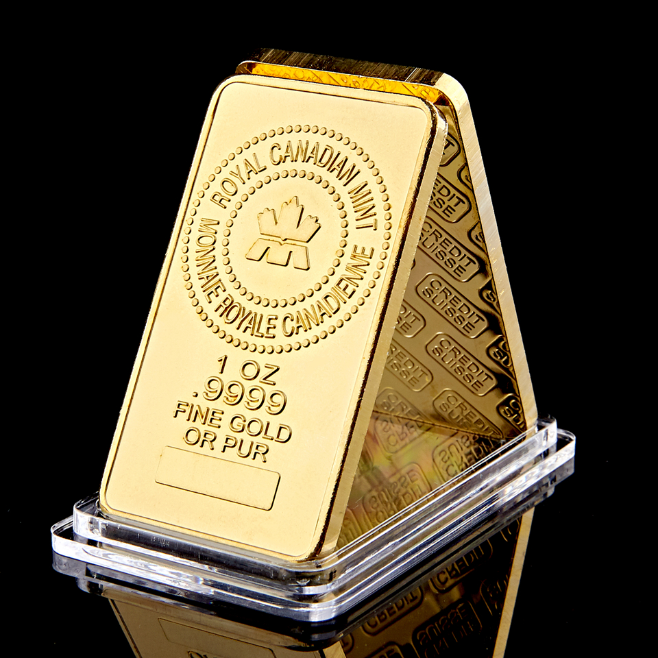 The Royal Canadian Arts and Crafts Mint 1OZ .9999 Fine Gold Or Pure Gold Plated Souvenir Bullion Bar-image-527594245