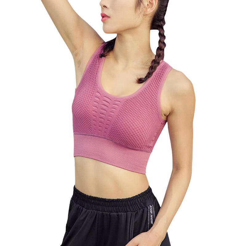

Women Sport Bra Solid Summer Stretch Elastic Sportswear Skinny Fitness Hole See Through Sports Exercise Lady Home Gym, Yellow