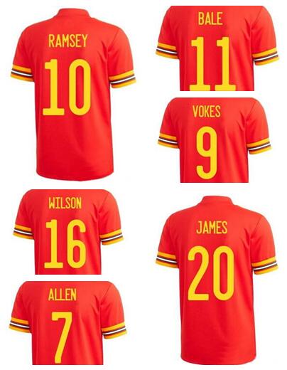 

Personality 2020 Wales home Customized Thai Quality Soccer Jerseys Shirts 10 RAMSEY 11 BALE 9 VOKES 20 16 WILSON 7 ALLEN custom yakuda, 20-21 home
