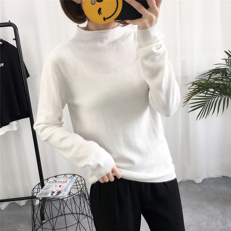

2019 New Autumn Winter Women Sweaters Fashion Turtleneck Long Sleeve Pullovers Loose Wool Knitted Sweaters Female Jumper Tops, Beige bmjb