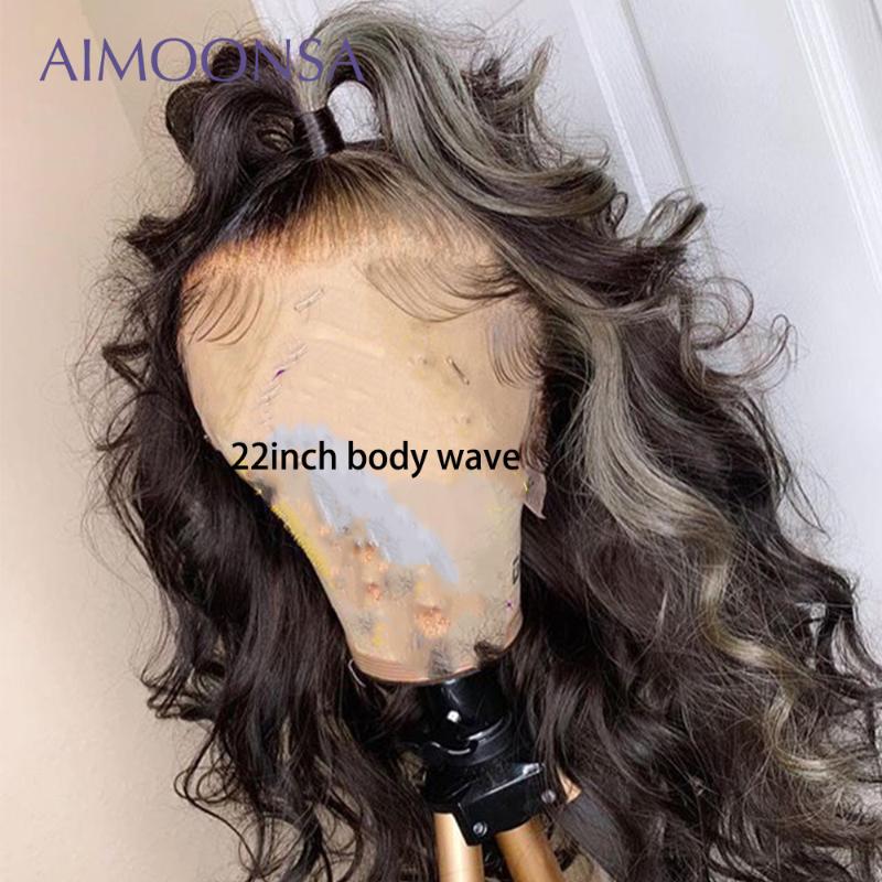 

360 Ponytail Human Hair Wigs Ombre Hair Lace Front Wig 150% Density Body Wave Pre Plucked With Baby Peruvian Remy, As pic
